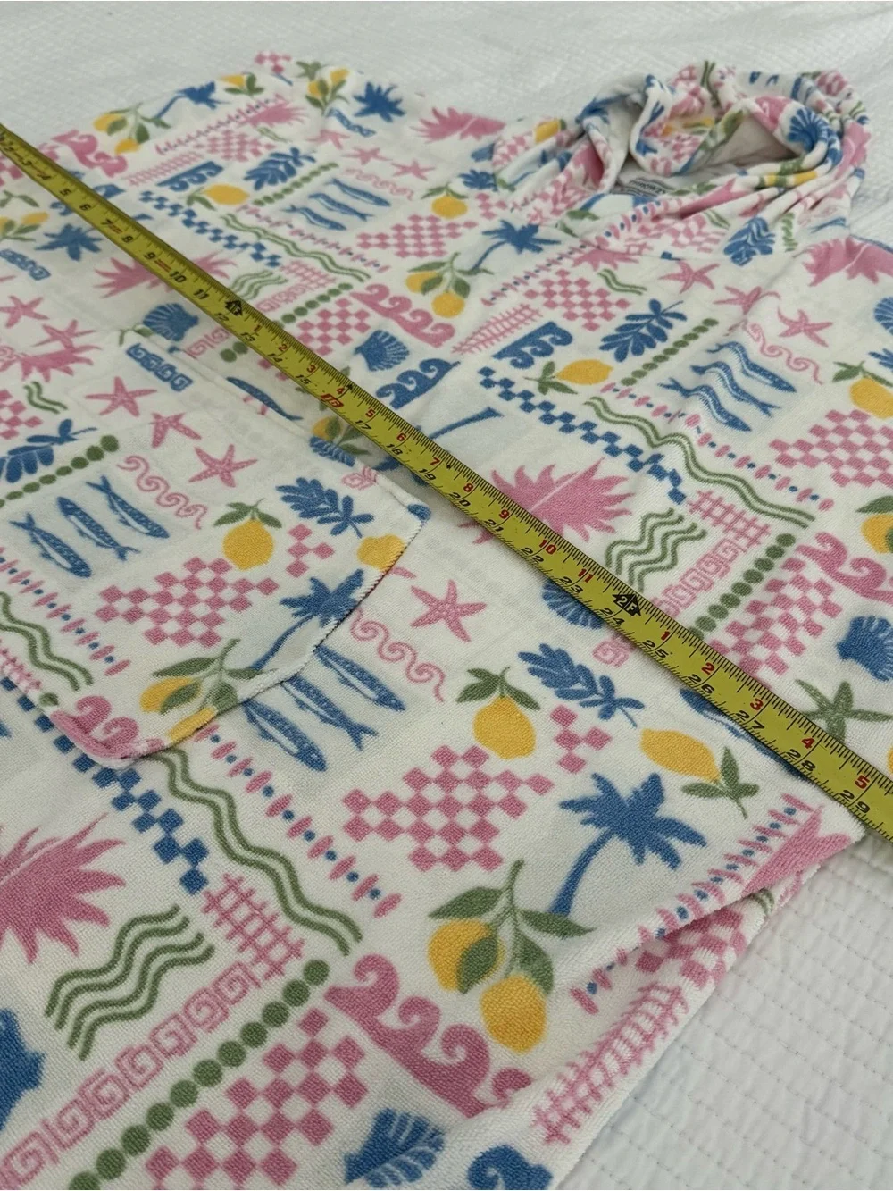 Women's Hooded Swim Coverup in Pink & Blue Tropical Print - Throwzy - Picture 9 of 10